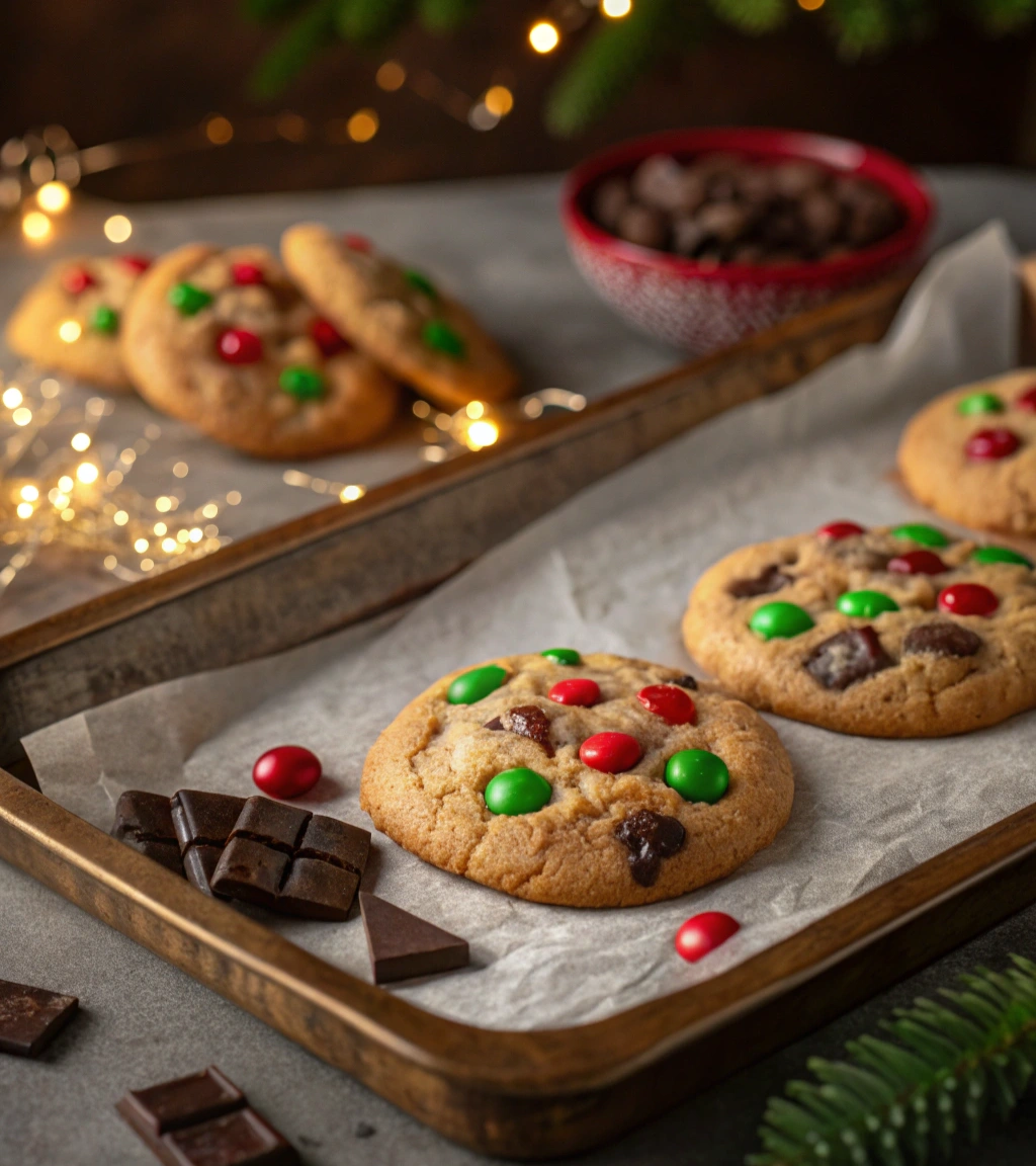 christmas-chocolate-chip-cookies-with-colorful-red